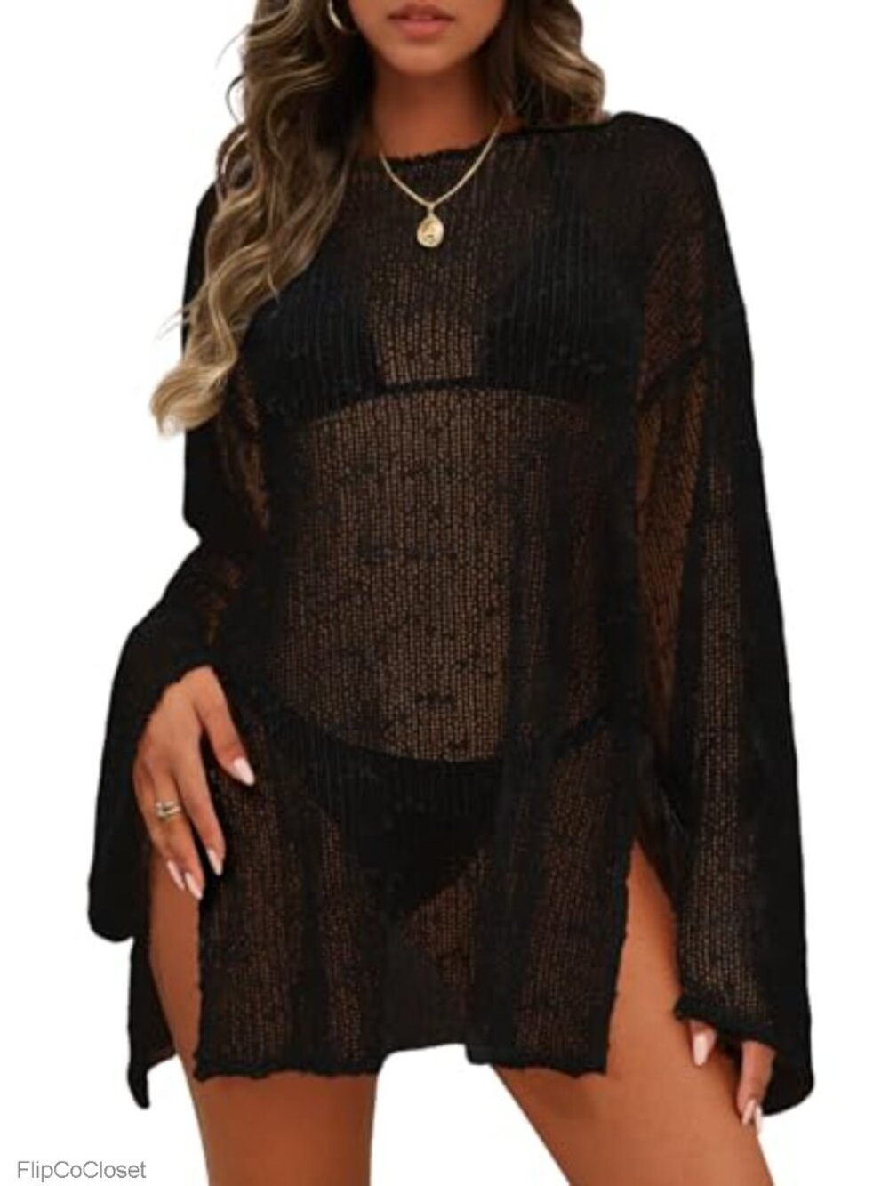 Crochet Sheer Caftan Swimsuit Coverup Beach Bathing Suit Cover Up